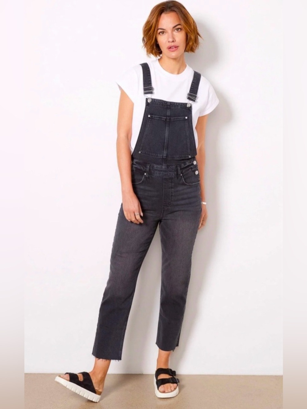 NWT PAIGE Black Washed Denim Overalls